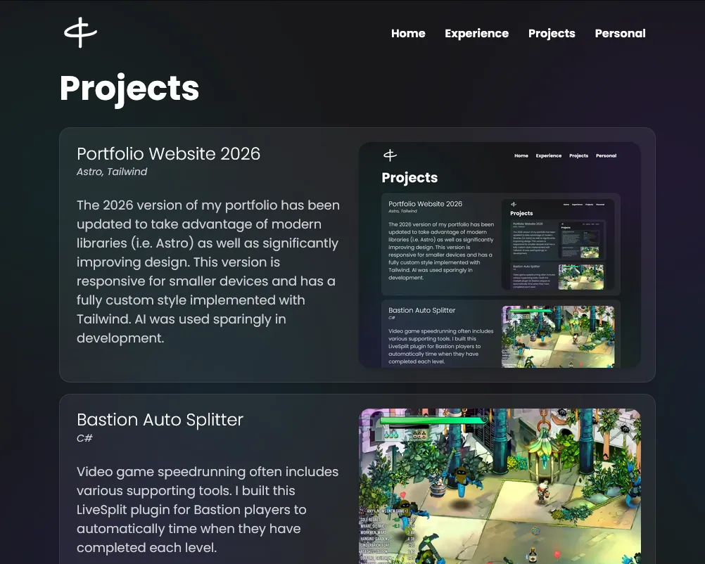 Porfolio Website Homepage